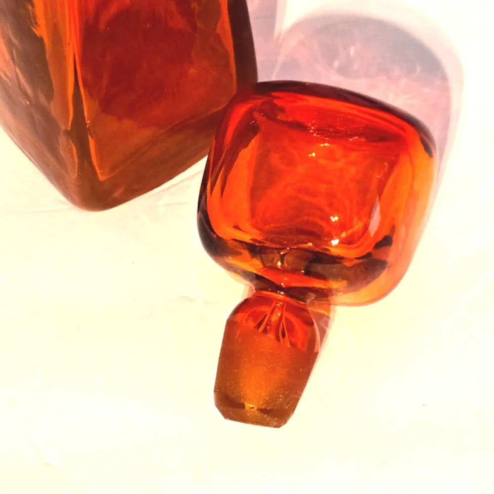 RARE VTG BLENKO Tangerine Twist Glass Decanter & Stopper MCM Artist Wayne Husted - Picture 4 of 13